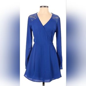 Blue wrap dress with lace